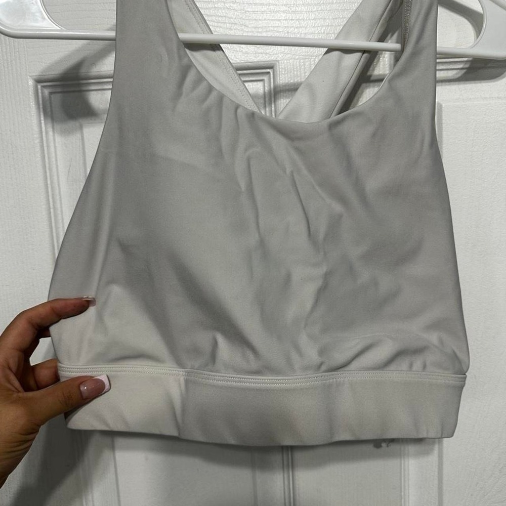 White sports bra with criss-cross back